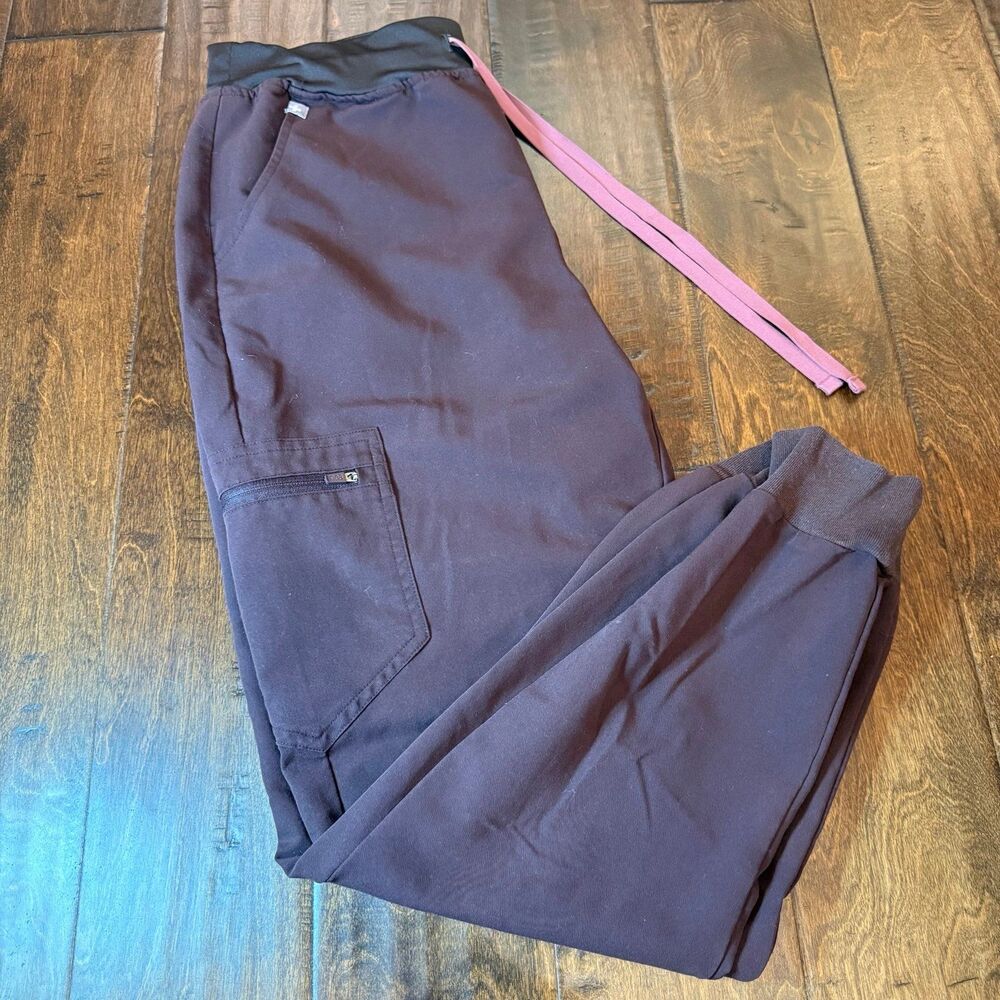 Figs Zamora High Waisted Jogger Scrub Pant Espresso Size Medium